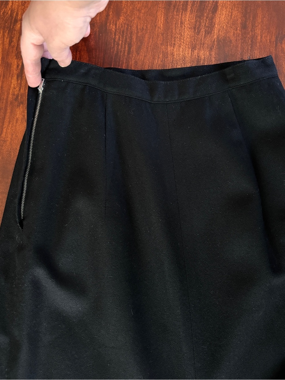 Vintage Wool Pencil Skirt Black Midi Small - Picture 4 of 8